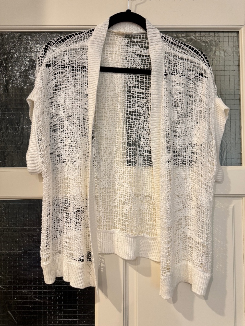 Mystree woven white short sleeved cardigan - Size L